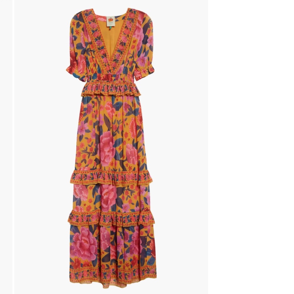 NWT $275 FARM RIO Floral Dream Short Sleeve Maxi Dress- sizes XS, Small + Large! - Picture 5 of 15